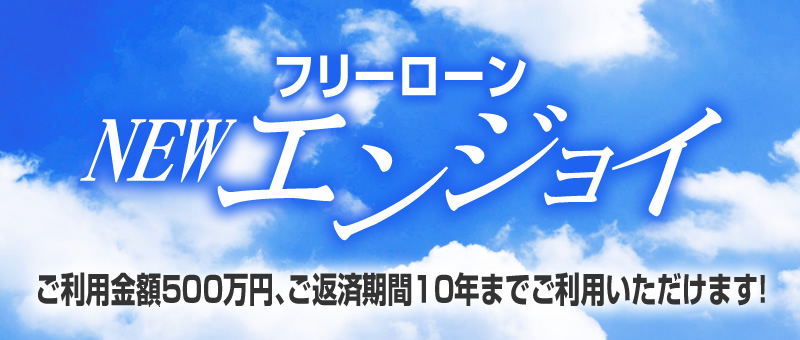 フリーローン NEW エンジョイ ご利用金額500万円、ご返済期間10年までご利用いただけます！